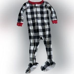Carter’s 12 Month Zip Footie Pajamas Black and White Checkered Red Collar
